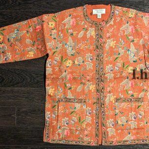 Quilted Cotton Reversible Jacket with Floral Print - Small